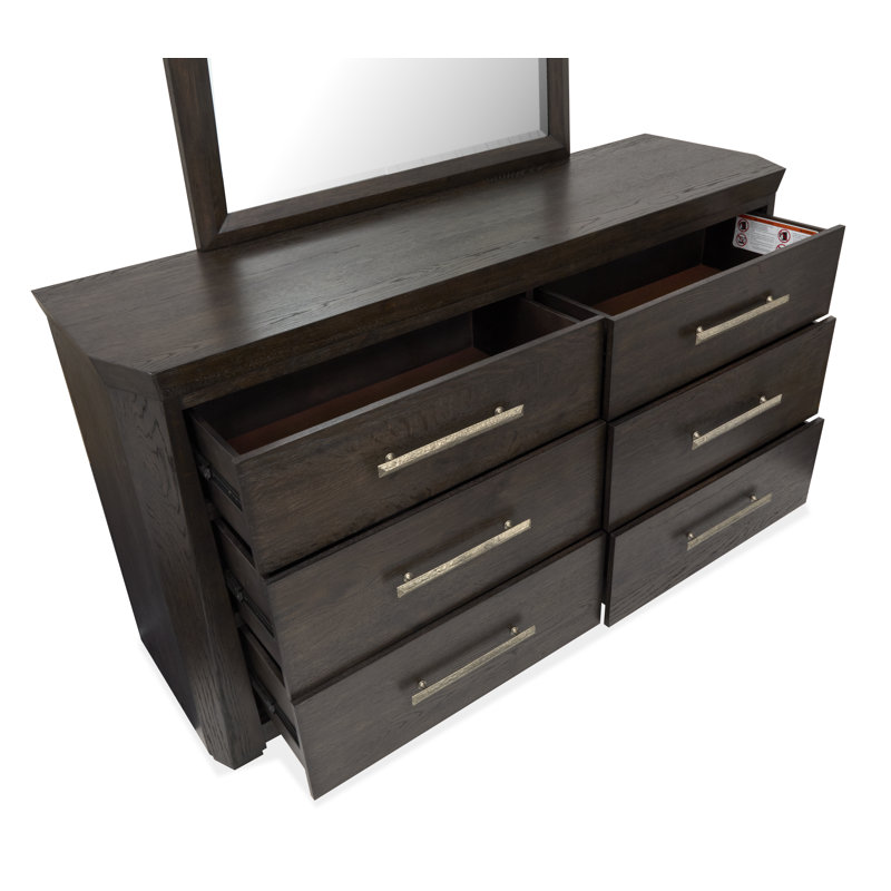 Double Drawer Dresser with Shaped Mirror
