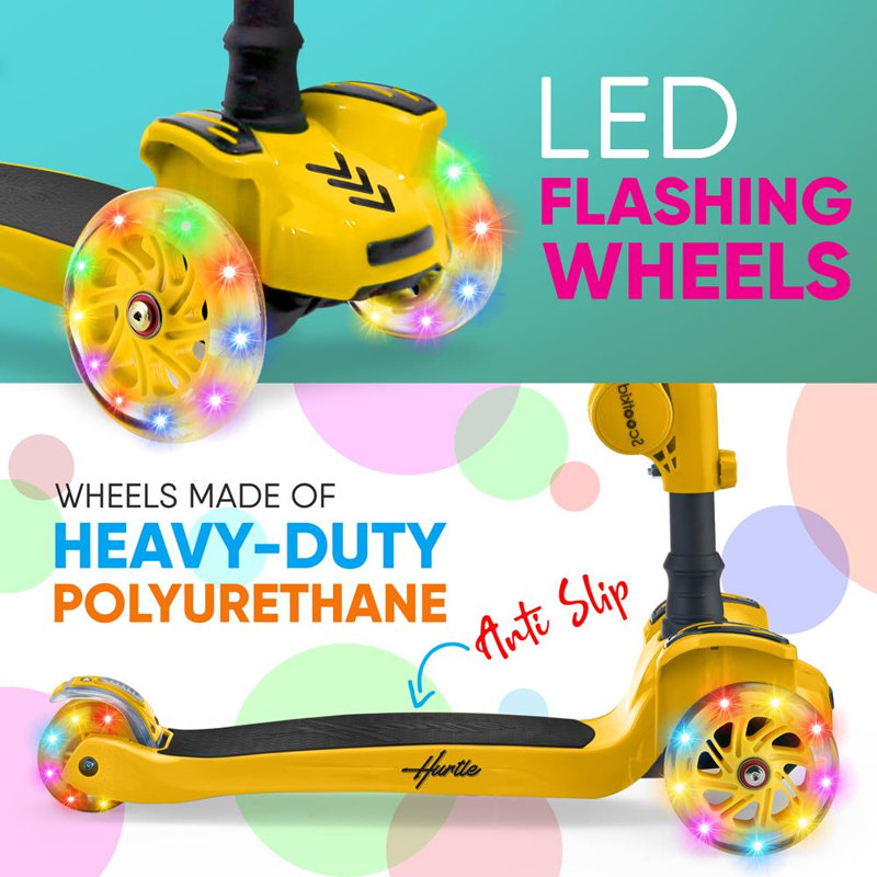 Ensemble de 4 scooters pour enfants Hurtle Scootkid, Jaune