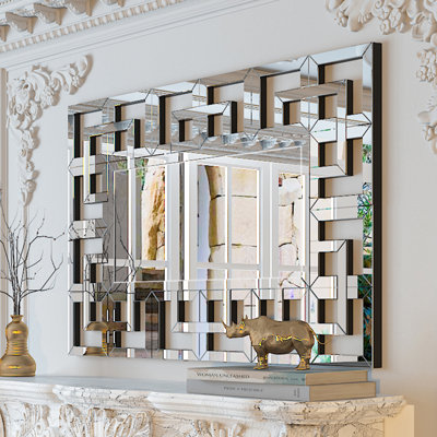 Glausen Rectangle Wall Mounted Accent Mirror in Silver