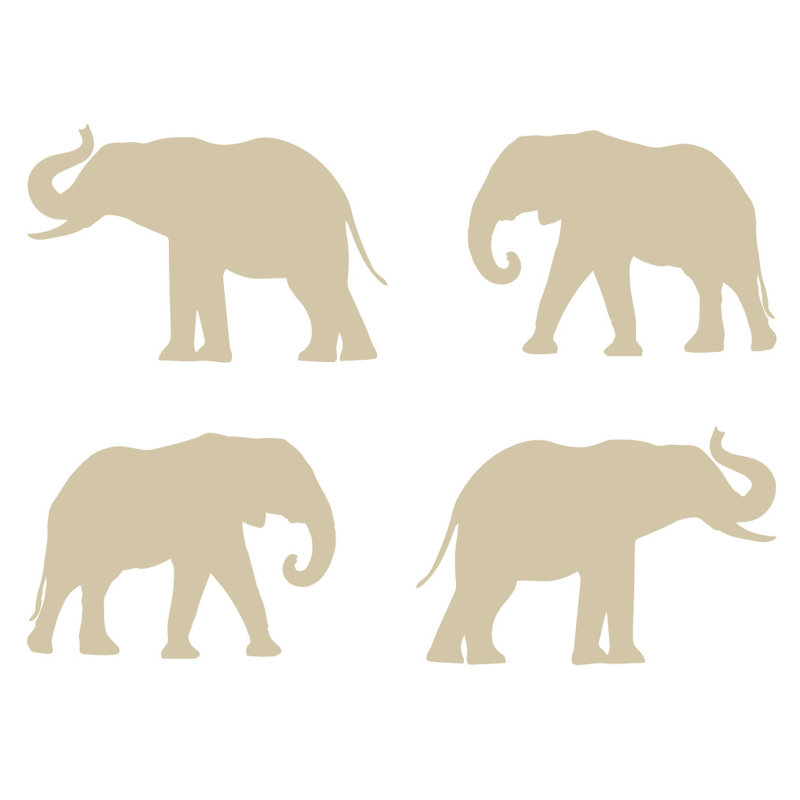 Décalcomanie murale motif éléphant, Beige, H 4 po x l 6 po x P 0,01 po