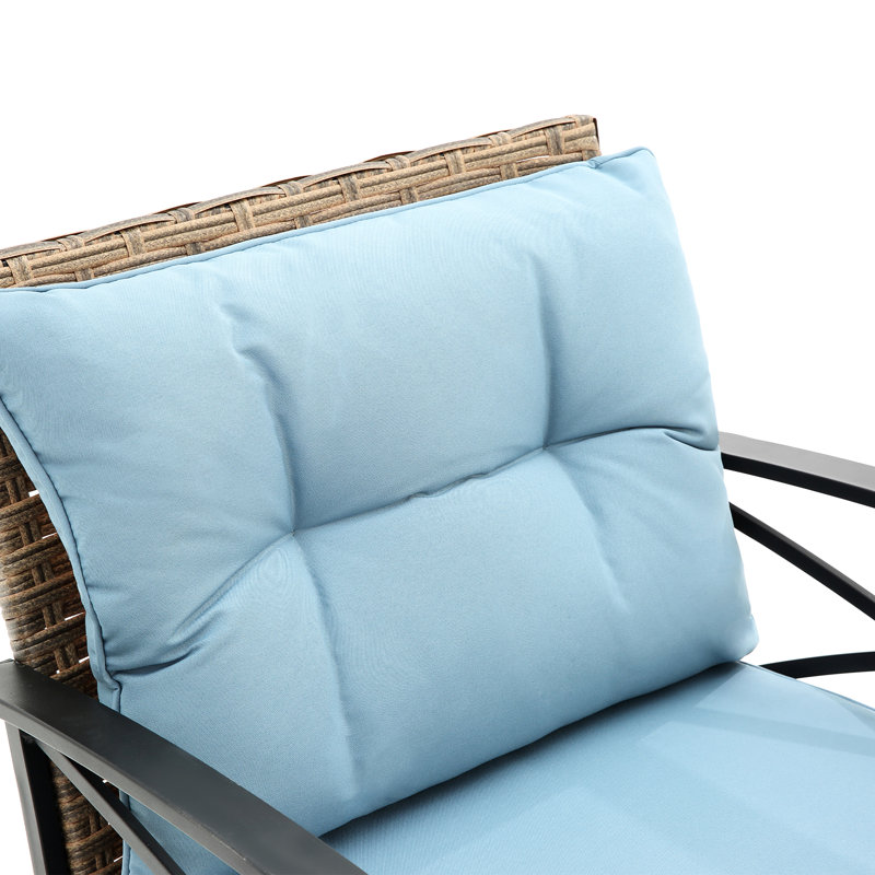 Les chaises berçantes d'extérieur en métal gris et confortables, faciles à déplacer et à assembler, incluent une chaise à coussins pour un confort solide et facile, avec un espace de lecture de table