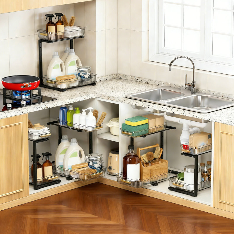 Under Sink Organizer - 2 Packs Multi-Purpose Pull