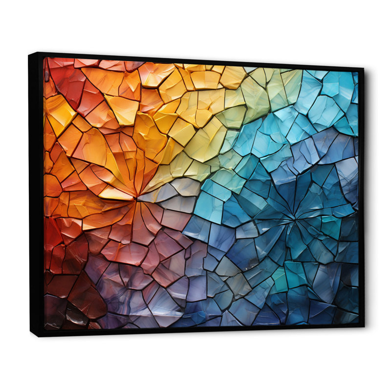 Garnicki Colorful Mosaic II - Abstract Collages, art mural, H 30 po x l 40 po x P 1,5 po, Cadre flottant noir