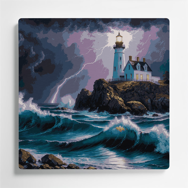 Art mural en métal gris Phares nautiques, H 12 po x l 12 po