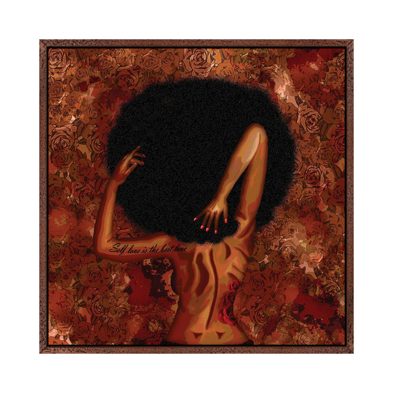 Self Love - Print on Canvas, 45.72 cm H x 45.72 cm W, Classic Brown Wood Framed