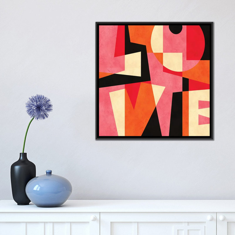 « love », impression sur toile, H 18 po x l 18 po x P 1,5 po, Toile encadrée noire, Pas de tapis