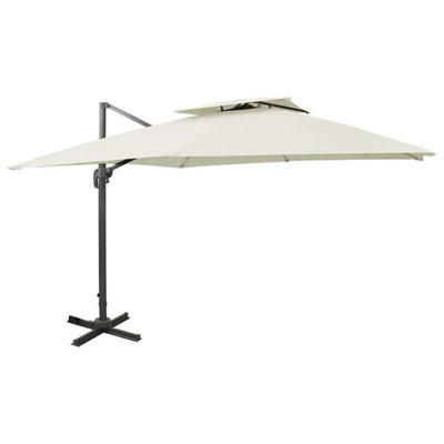 Raylan 300 cm W X 300 cm D Square Tilt Cantilever Parasol with Crank Lift