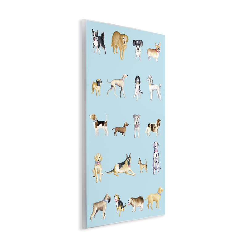 «Dog Breeds on Blue», plaque murale par Andi Metz, H 15 po x l 10 po