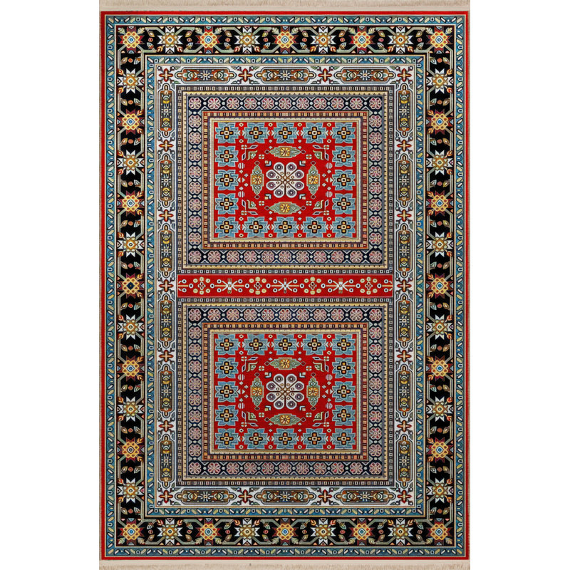 Tapis bleu en polypropylène à imprimé numérique Wimjan, Tapis de couloir 2 pi 8 po x 9 pi 11 po