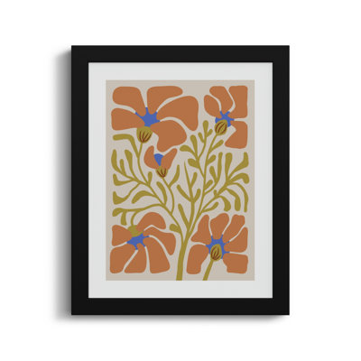 Expressive Abstract House Plant Orange On Tan Framed On Paper by The Creative Bunch Studio Print