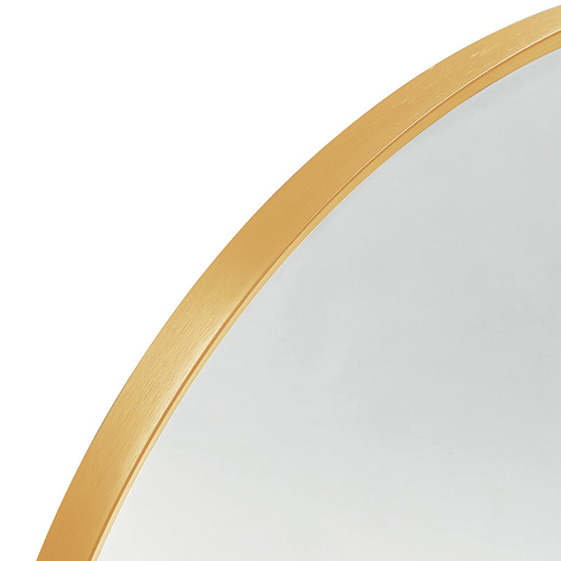 Gold Metal 24X32 Inches Arched Bathroom Wall Mirror - 4Mm Hd Glass, Rust Frame, Shatterproof Film, Installation Kit With Screwdriver Inch For Contemporary Style Aluminum Alloy Design, Easy Hanging