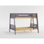 Lit superposé Abington 60" moderne et contemporain en bois, 2 places (un lit simple en haut, un lit double en bas), avec des barrières de sécurité pleine longueur et une échelle intégrée.