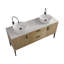 Meuble-lavabo moderne en chêne naturel avec lavabo en céramique et tiroirs à fermeture en douceur