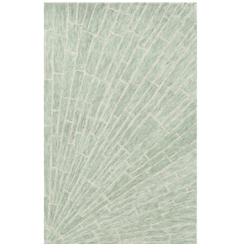 Marquee 507 Hand Tufted Wool/Cotton Starburst Rug in Light Green/Beige, Runner 2'3" x 8'