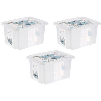 Set of 3  Stitch Turning Stacking Box with Lid - Clear