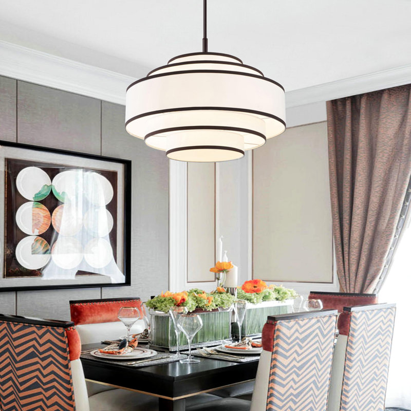 Aasim 24" 5-Light Dimmable Tiered Drum Chandelier, Bronze