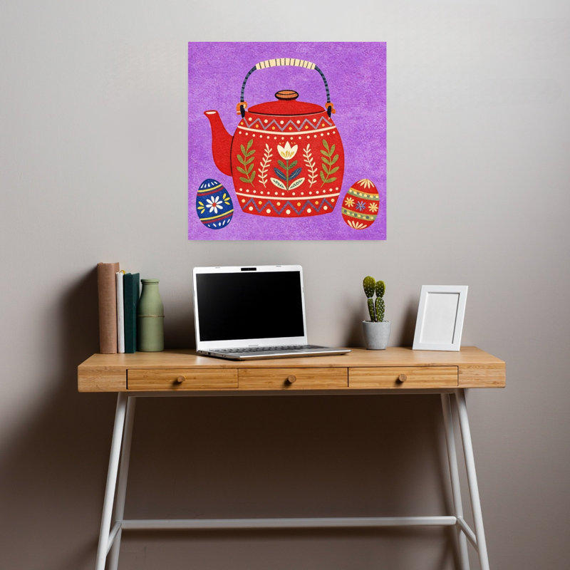 Théière et œufs Folk Art, H 18 po x l 18 po