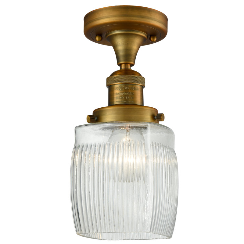 Manfredi Glass Semi Flush Mount, No Bulb Included, Brushed Brass