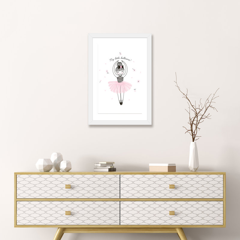 My Little Ballerina - impression d'art graphique, H 24 po x l 16 po x P 1 po, Papier encadré blanc, Blanc