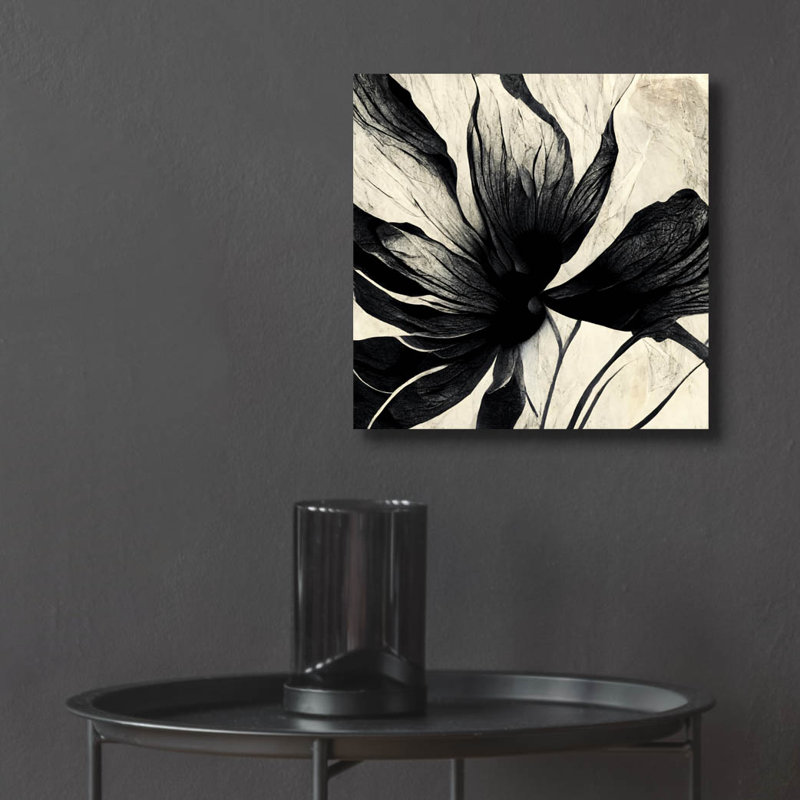 «Flowers Black White 16» par Ray Heere, art mural en verre acrylique, 12 po x 12 po, H 12 po x l 12 po x P 0,13 po