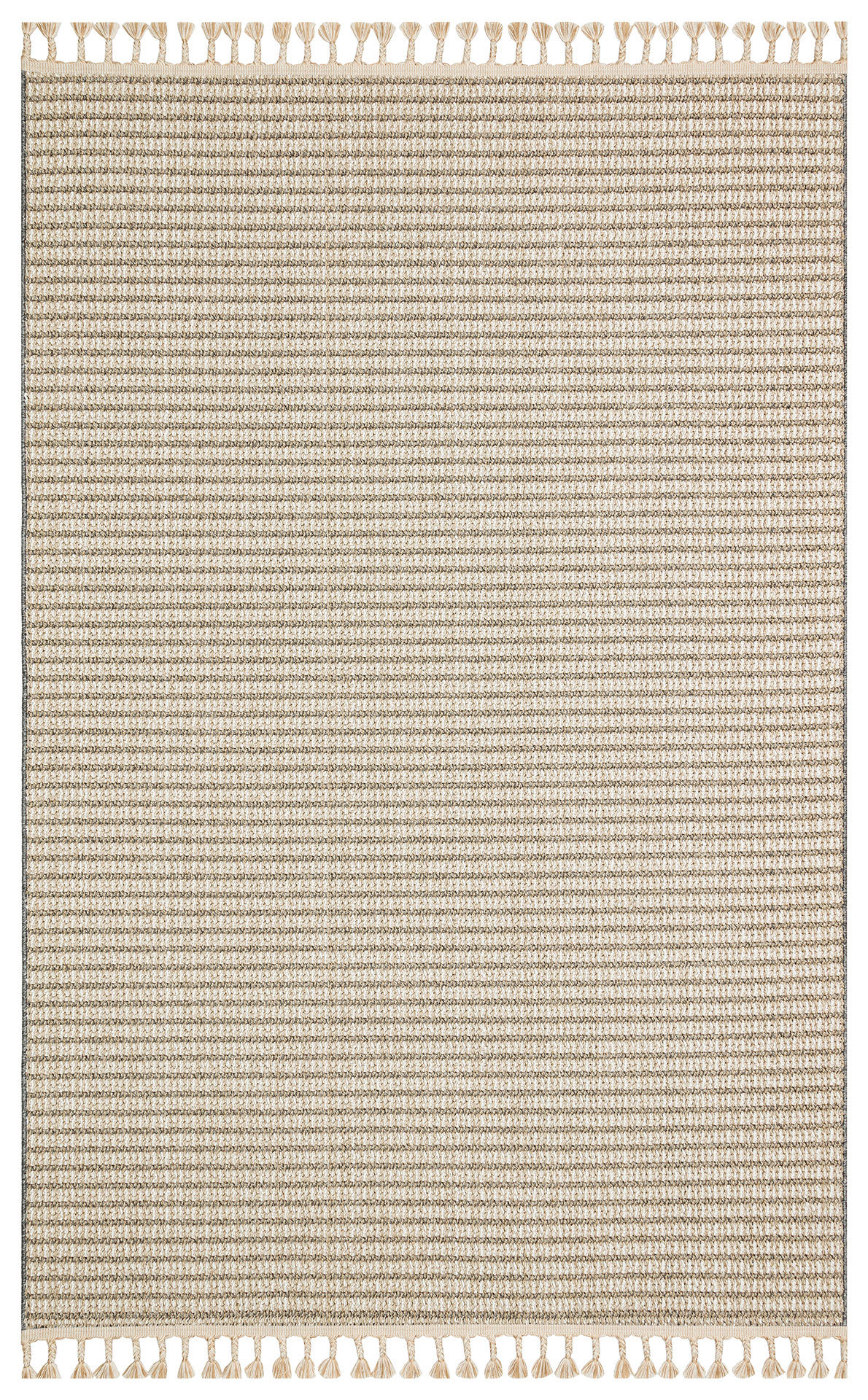 Union Rustic Levina Beige Striped Polypropylene Machine Made Area Rug