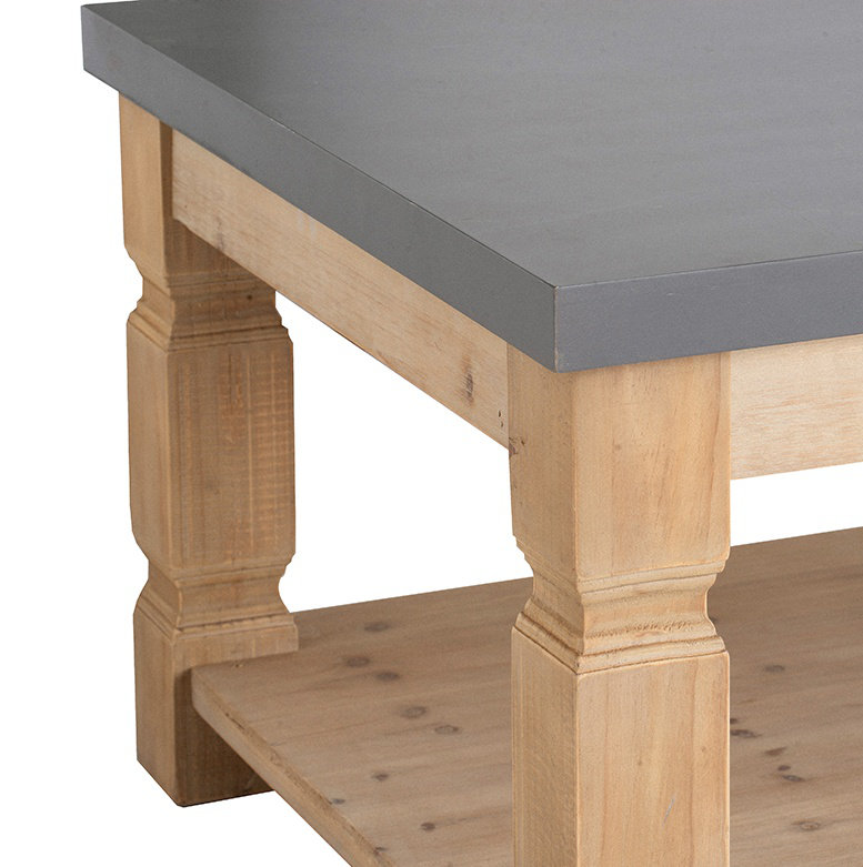 Table basse 47,8 x 28 x 18,8 po, plateau gris, pieds bruns