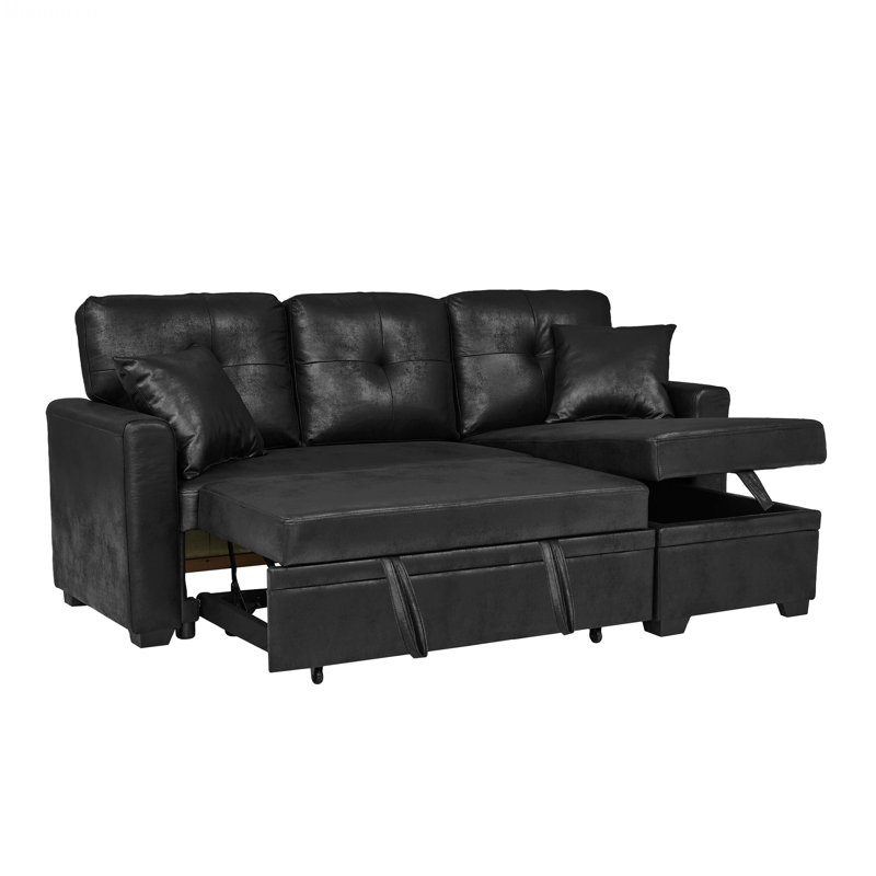 Canapé-lit modulaire avec rangement, Black Fabric