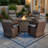 4 - Person Patio Furniture Chair Set With Fire Pit Table, 4 Swivel Glider Chairs With 6-Inch Cushions-203038618-203038621