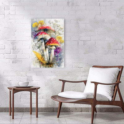 Enchanted Woodland Mushrooms Delicate Rustic Vibrant Fern Fly Autumn Forest Wall Art