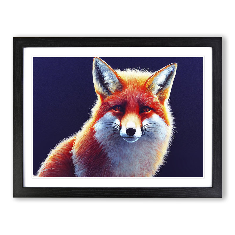 Fox In Watercolour - Single Picture Frame Painting, Black Framed, 46cm H x 64cm W x 2cm D