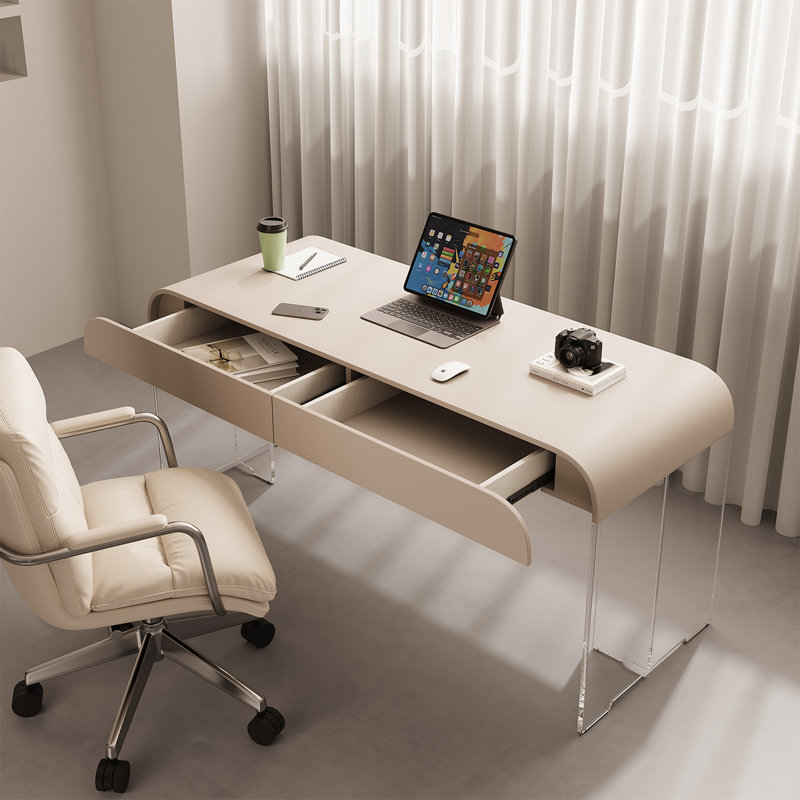 Bureau de 62,99 po moderne et luxueux de couleur champagne clair, 29.53" H x 62.99" W x 19.69" D