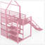 Lit simple superposé en métal avec escalier de rangement, glissière, rails de sécurité, rose-1890578306