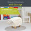 Repose-pieds avec rangement Harper, en forme d'animal, blanc
