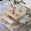 Ensemble de table de salle à manger rectangulaire 6 pièces, pieds uniques, chaises rembourrées et banc pour une salle à manger élégante et confortable-653371845-653371846