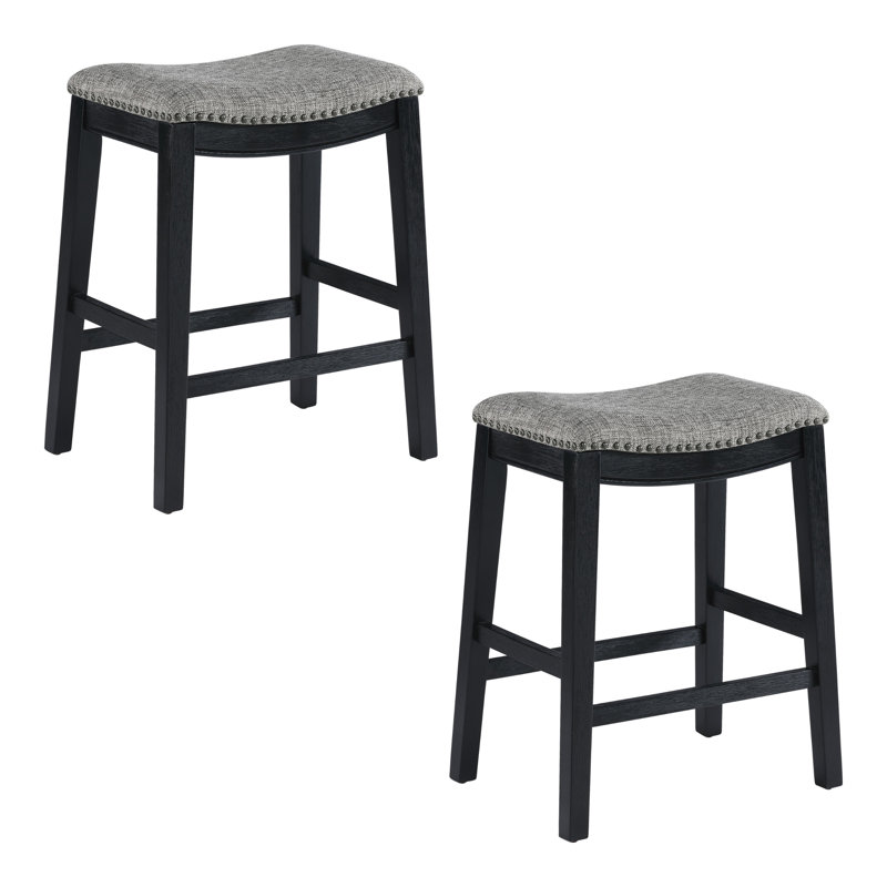Tabouret de bar et de comptoir Clewiston, Graphite, Noir, Tabouret de comptoir (assise de 24,75 po de hauteu
