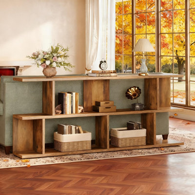 71" Extra Long Sofa Table, 3 Tier Farmhouse Console Table