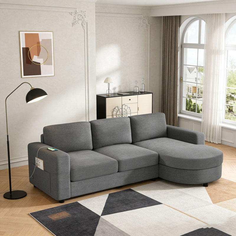 Canapé en L 84,6 po, Brun