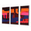 Midnight Melody Retro 70S Mauve orange II - ensemble d'art mural abstrait-108313841-108313845