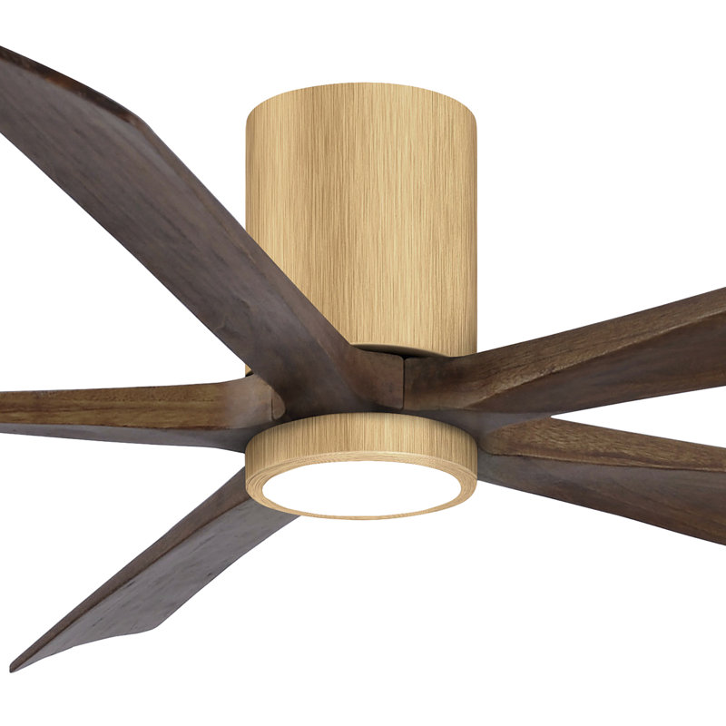 Ventilateur de plafond à 5 pales DEL avec ensemble d'éclairage inclus Irene, Érable clair, 60", Ton noyer