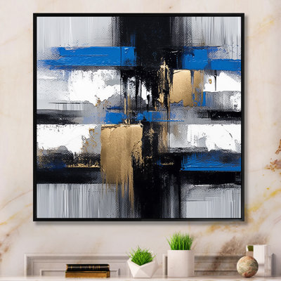 «Blue Paint Elegance I», art mural abstrait