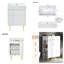 Meuble-lavabo moderne blanc 21,6 po avec rangement à gauche, lavabo simple en céramique et pieds en métal doré-1690459723
