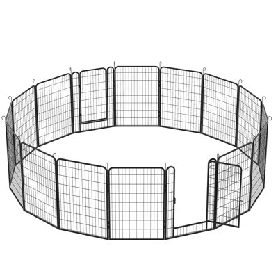 39.17"H Metal Dog Playpen For Outdoor, Rust- Fence With Automatic Locking Mechanism Outdoor - 16 Panels, Coating And Easy Installation