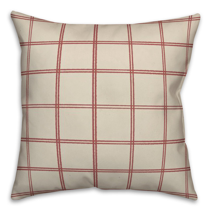 Checkered Throw Pillow, Cream/Red
