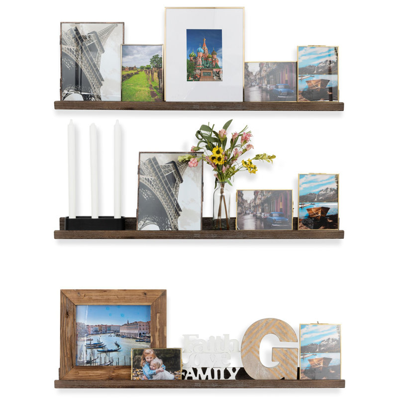 2 Piece Paulownia Picture Ledge Wall Shelf