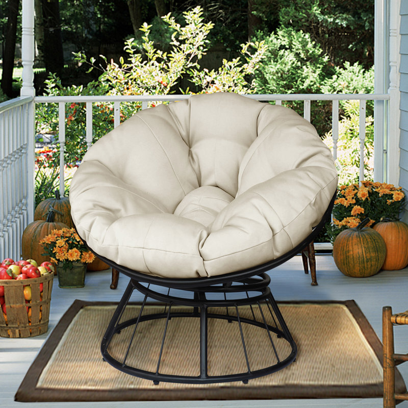 Fauteuil Papasan d'extérieur pivotant à 360 degrés, Beige