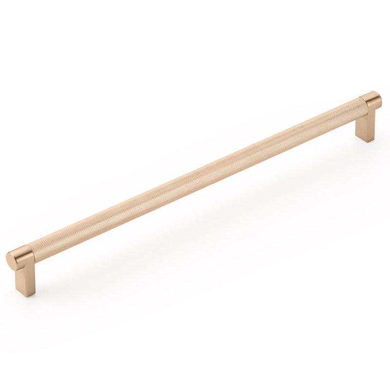 Emtek Select Cabinet Pull 12" Centre-to-Centre w/ Rectangular Stem & Knurled Bar, Satin Copper