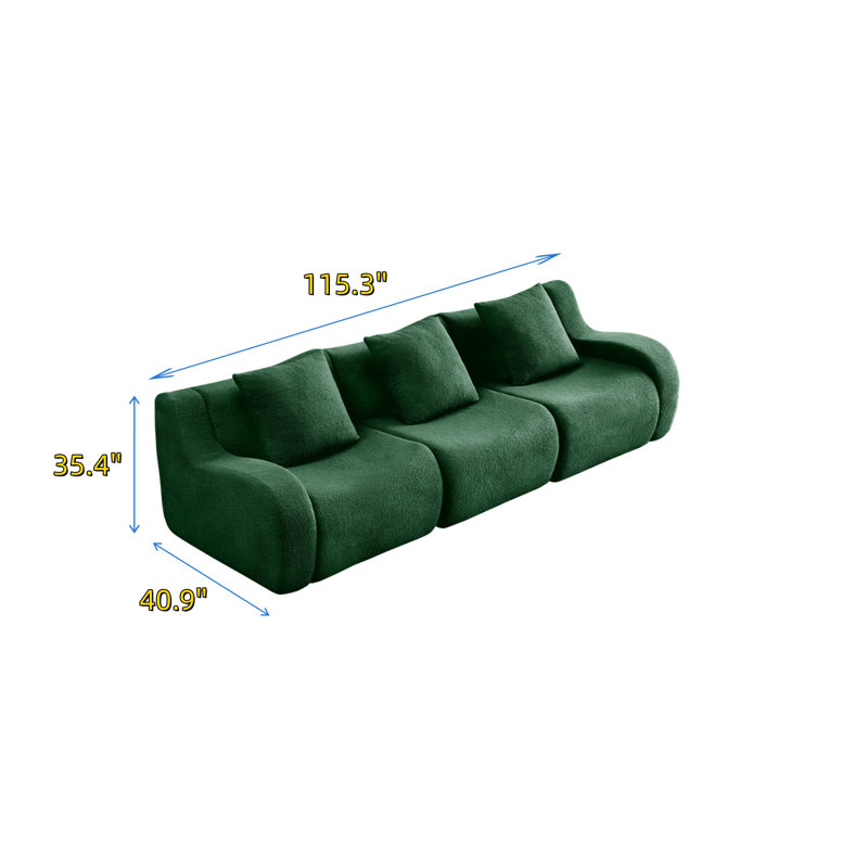 Canapé à trois places en tissu doux sans peluche, Vert