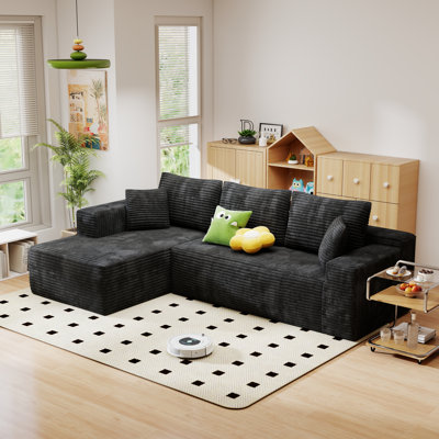 Canapé modulaire sans cadre à compression de 104 po avec méridienne en L Ellie Compression