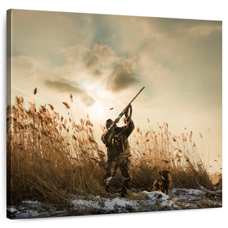 Duck Hunter And Dog, 10" H x 10" W