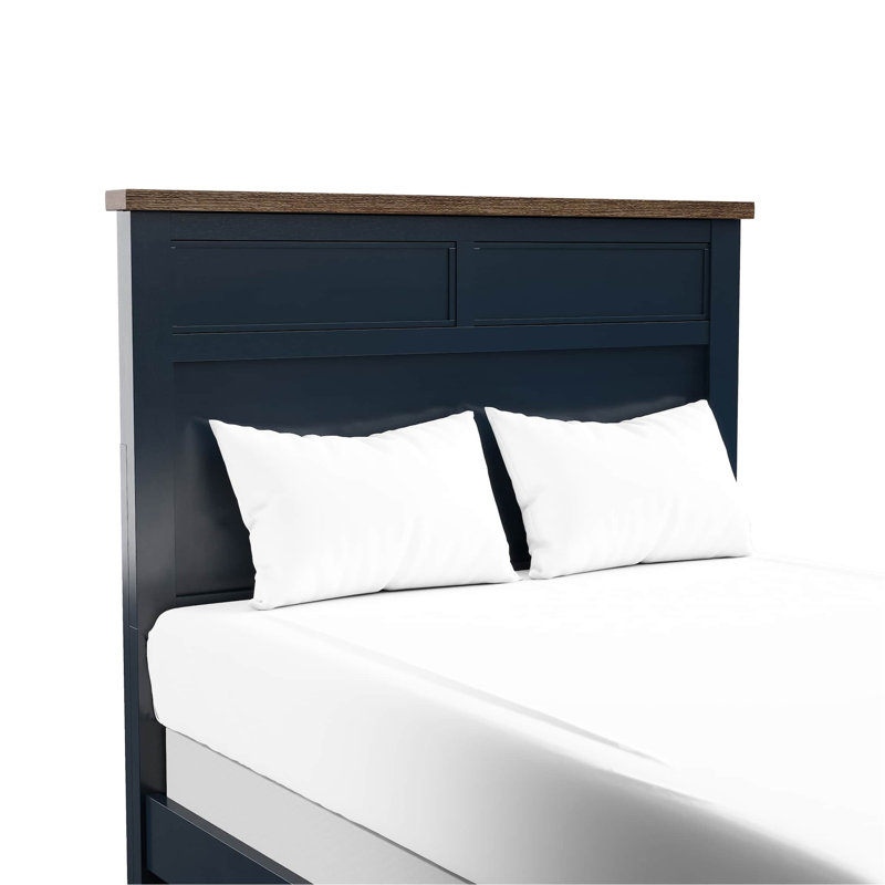 Structure de lit de chambre à coucher à deux tons Modern Farmhouse, Lit simple, Blue,Dark Brown
